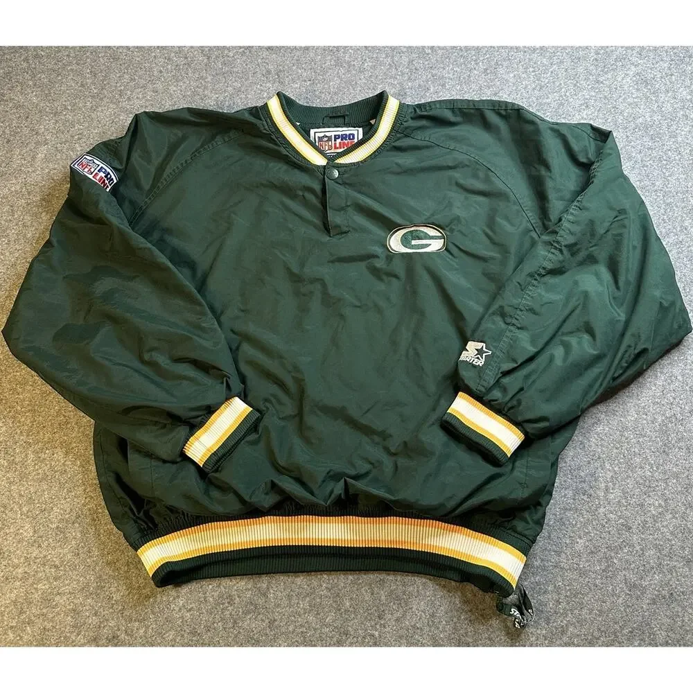 Vintage 90s NFL ProLine Starter Green Bay Packers Windbreaker Pullover Size L